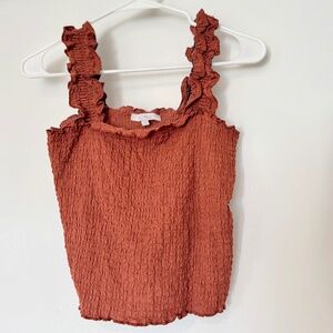 Cute Boutique Burnt Orange Scrunch Tank Top